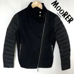 レア MOORER アンゴラ ライダース ダウン ジャケット M相当 ブラック