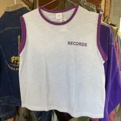 RECORDSプリント ノースリーブTシャツ