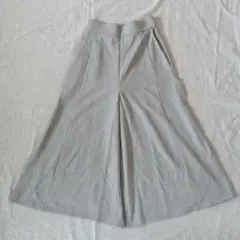 ガウチョパンツ グレー(M) フレア 日本製 シンプル ウエストゴム