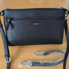 BARCOS ブラックレザー ショルダーバッグ