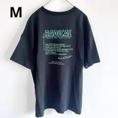4751バックプリントtシャツ【美品】ネオンカラー　黒　カジュアルアメカジ　綿