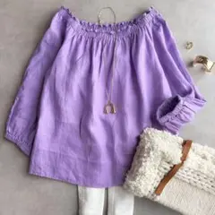 美品▲JOURNAL STANDARD//40リネンブラウス▲ライトパープル