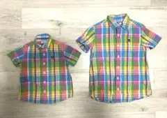 DOUBLE.B 半袖シャツ カラフルチェック 110cm & Sサイズ　お揃い