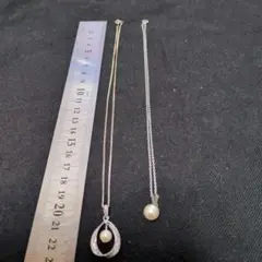 シルバー パール付き ネックレス 約45cm