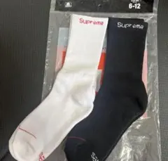 Supreme クルーソックス 2足セット ブラック ホワイト