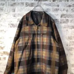 【ヴィンテージ】チェック柄 ジップアップジャケット レトロ 古着usedAS77
