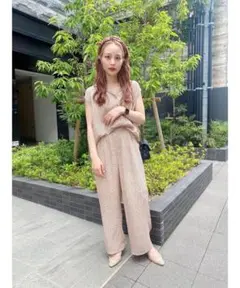 ジュメロ 花柄 イサックセットアップ ブラウス パンツ オレンジ M