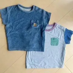 Uniqlo ユニクロ Tシャツ 2枚 トップス ブルー セット 90 青