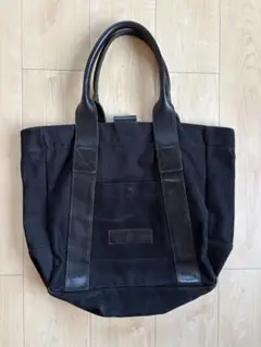 ナノユニバース　ブラックキャンバスレザートートバッグ