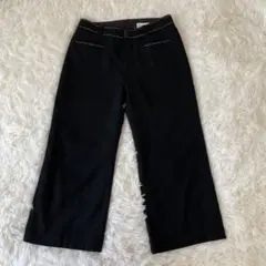 ティファナブラス　ブラック　ウール　クロップドパンツ　ホワイトステッチ　日本製