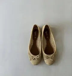 美品！agnes b. アニエスベーフラットシューズ23 シルバーバレエシューズ アニエスベー agnes b. バレエシューズ （シルバー） -モーダ