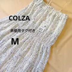 COLZAコルザ未使用タグ付きティアード、シャーリングスカート白　小花柄