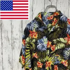 N-624 GEORGE アメリカ古着 アロハシャツ ハワイアン 花柄 半袖 M