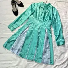 【Fit Me order made】膝丈ワンピース ドレス グリーン (M)