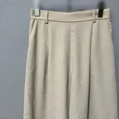 ワイドパンツ(M)ベージュ無地　ウエストゴム　サラサラ涼しい　ゆったりラクチン