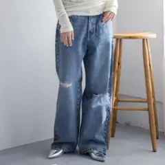 LOWRYSFARM ワイドストレートデニムパンツ