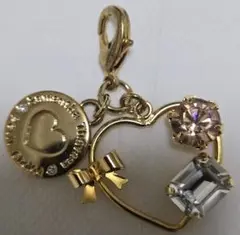 サマンサタバサのハート型チャーム 金色メッキ クリスタル