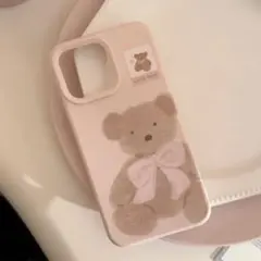 【新品・未使用】iPhone16 ケース ライトピンク くま