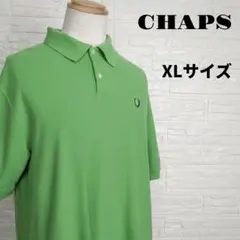 CHAPS 月桂樹 刺繍 ロゴ ポロシャツ 半袖 XL ライムグリーン　黄緑