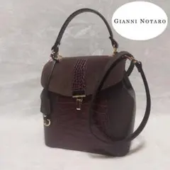 (極美品)Gianni Notaro 2way レザー クロコ型 バッグ