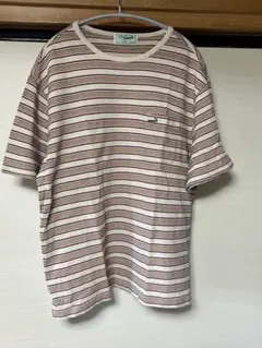 CROCODILEストライプラウンドネック綿100%TシャツLサイズ