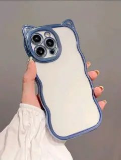 【新品未開封】猫耳付きiPhoneケース ブルー iPhone12