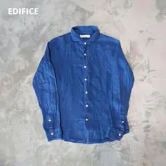 エディフィス リネンシャツ 鮮やかなスカイブルー ホリゾンタルカラー sizeS