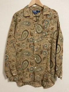 【希少】 ラルフローレン ペイズリー シャツ 長袖 古着 オープンカラー L