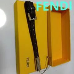 FENDI ブラウンレザーストラップ　キーホルダーユニセックス箱付正規品