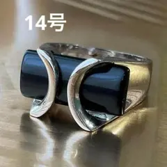 【14号】ブラックとシルバーのスタイリッシュリング　ステンレス