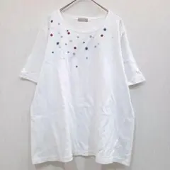 オールウェイズ　半袖Tシャツ　白　立体水玉　綿100%　フリー　日本製　爽やか