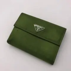 プラダ 折り財布 サフィアーノレザー テスートナイロン 緑 グリーン