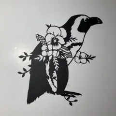 【（匿名配送）】切り絵　ペンギンと花