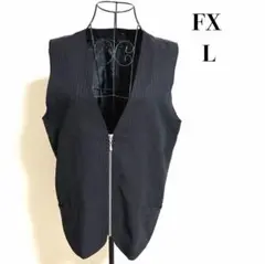 美品☆FX ブラック　フォーマルベスト　ジップアップベスト　ジレ　Vネック　L