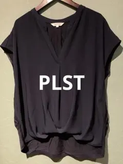 美品　プラステ　PLST　ブラウス　カットソー　ネイビー　オフィスカジュアル