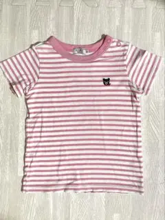 90 DOUBLE B ミキハウス　クマ刺繍 Tシャツ ボーダー