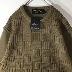 【個性派古着】日本製　新品　デザインセーター 立体編み　ベージュ　M