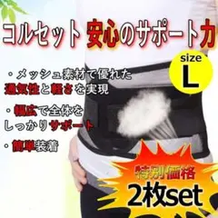 コルセット L 2枚 サポートベルト 腰痛 腰ベルト 矯正 サポーター
