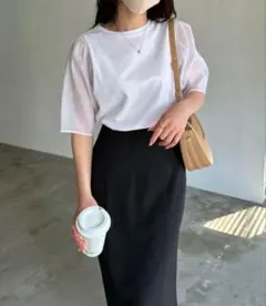 【新品未使用】nairo パフスリーブシフォンカットソー
