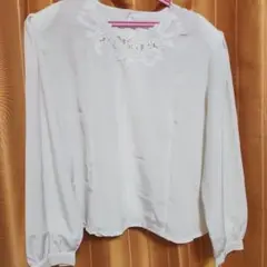 ホワイト シフォン シャツ バルーン袖