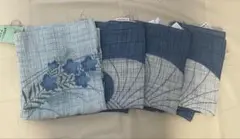 新品未使用　座布団カバー　夏用　ブルー　4枚セット　銘仙判
