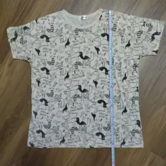 鳥と音楽プリント Tシャツ　大きめ