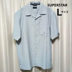 SUPERSTAR 半袖シャツ Lサイズ グレーとホワイトのチェック柄
