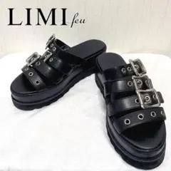 美品リミフゥ　スタッズがお洒落なサンダル LIMI feu スタッズ サンダル ブラック - メルカリ