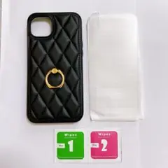 iPhone 14 Plus スマホケース+ガラスフィルム1枚　ブラック　黒