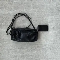 ショルダーバック　小銭入れセット　本革　クロコ　レトロ