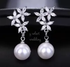 高品質♡キュービックジルコニア パール ドロップ ピアス イヤリング ♡新品♡