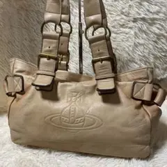 【良品】ヴィヴィアン トートバッグ アコード オーブ 型押し ベージュ
