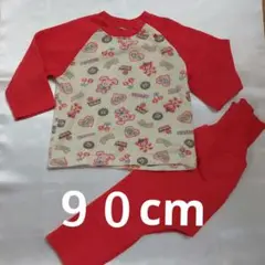 赤色動物とスイート柄プリントパジャマ ９０cm