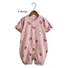 いちご ワッフル 春夏 女の子 ベビー服ロンパース カバーオール 50-70cm